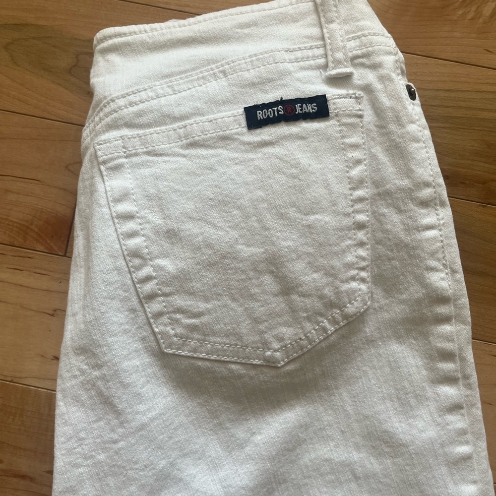 Roots vintage white Ankle Jeans for Women cropped elastic denim retro pants S/M - Picture 4 of 4
